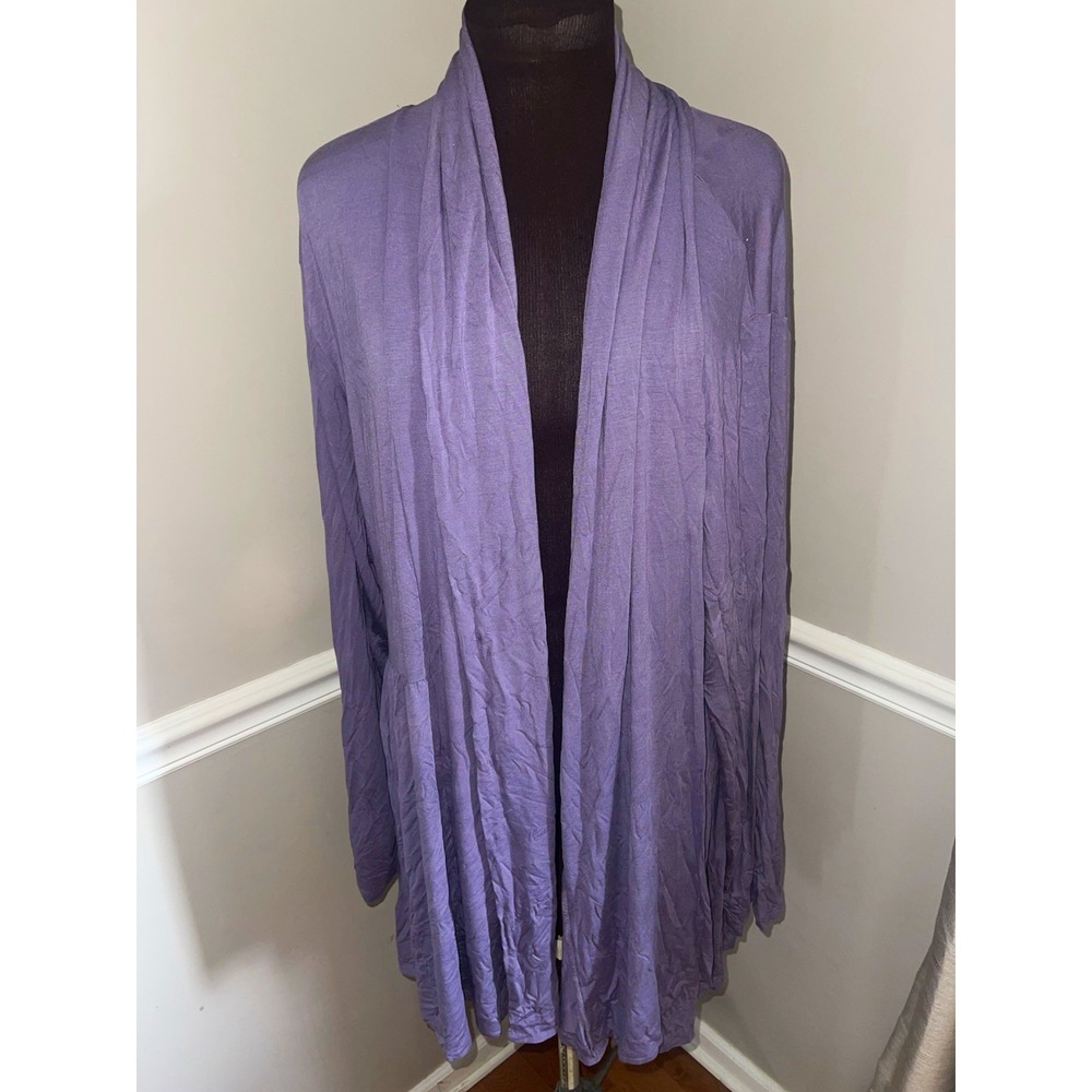 Kische Purple Open Front Shawl Collar Long Sleeve Cardigan Sweater 3X